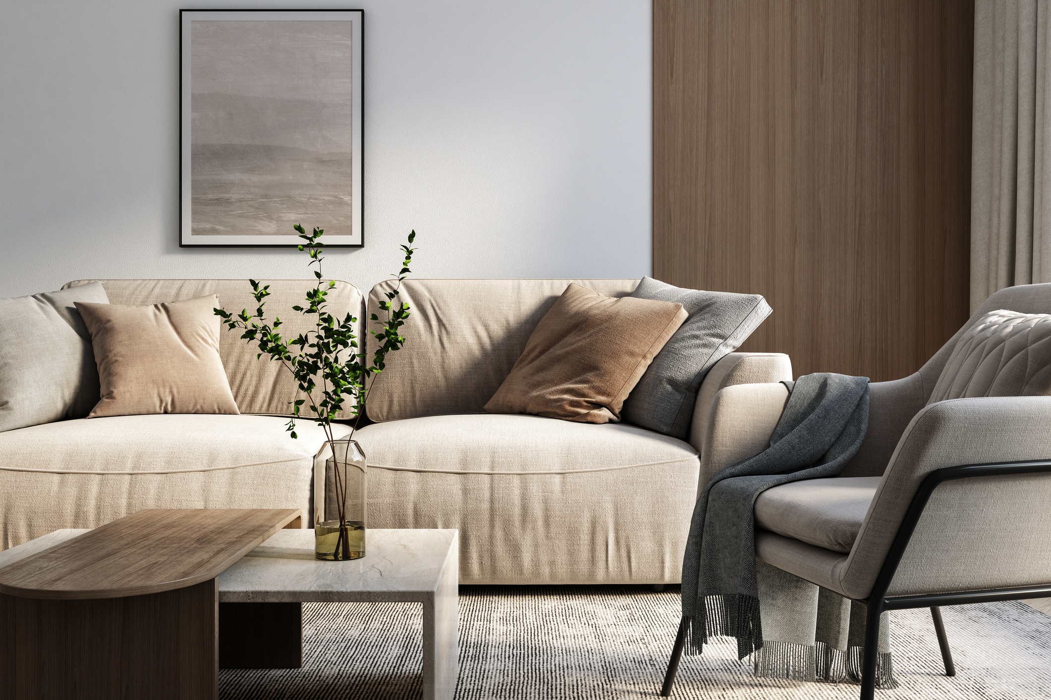 A designed living room — the kind of space Designer Plan protects after the install